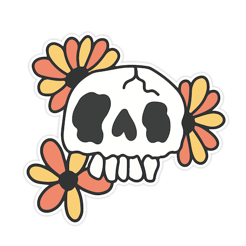 Skull Blossom Pattern Die Cut Sticker