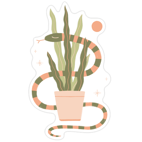 Snake in a Snake Plant Die Cut Sticker