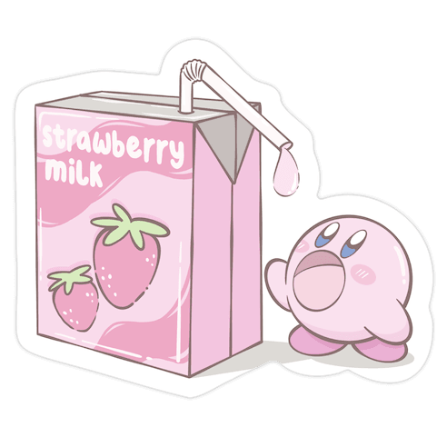 Strawberry Milk Kirby Parody Die Cut Sticker