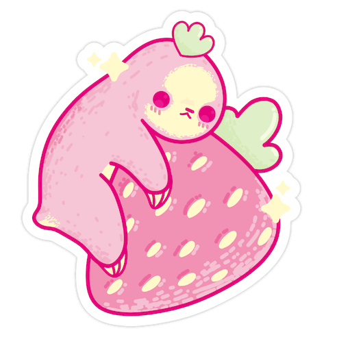 Strawberry Sloth Die Cut Sticker