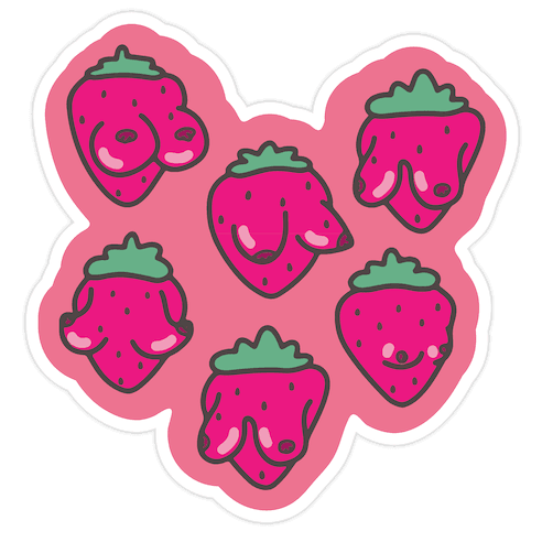 Strawboobies Pattern Die Cut Sticker