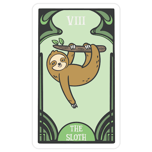 The Sloth Tarot Card Die Cut Sticker