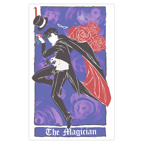 Tuxedo Mask The Magician Tarot Card Die Cut Sticker