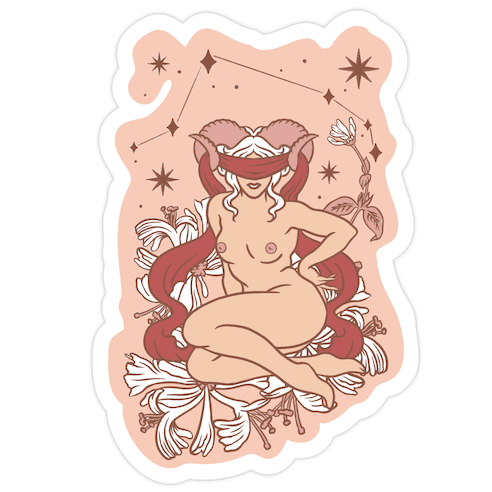 Zodiac Pinup Aries Die Cut Sticker