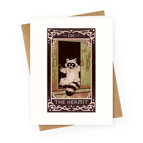 The Hermit Raccoon Tarot Card Greeting Card