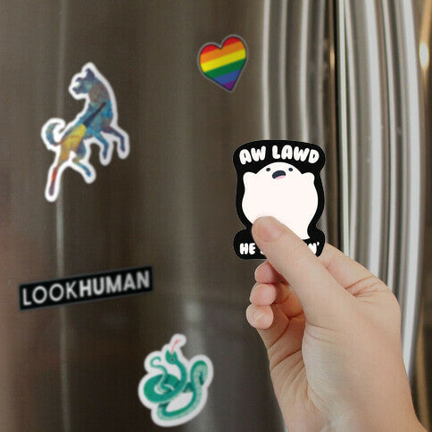 Aw Lawd He Spoopin' Ghost Parody White Print Magnet
