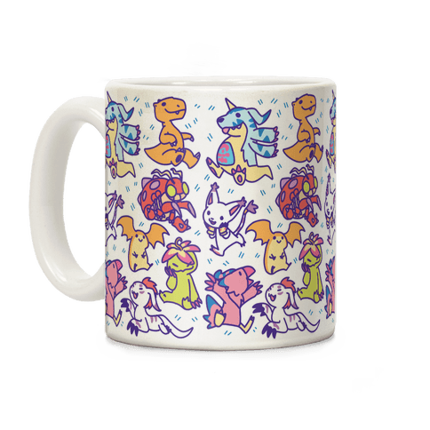 Digital Monsters Pattern Coffee Mug