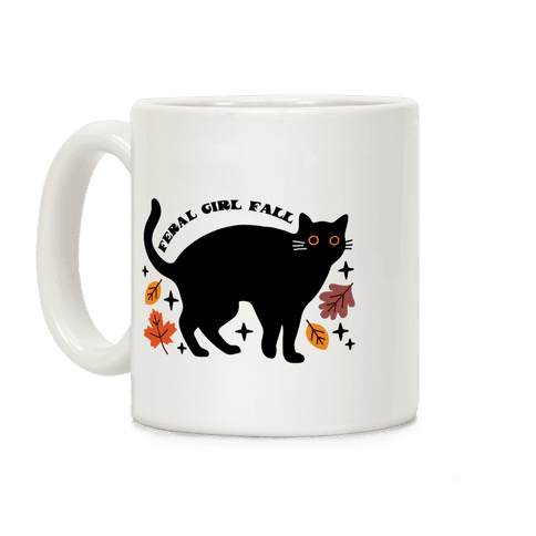 Feral Girl Fall Black Cat Coffee Mug