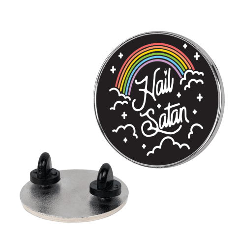Hail Satan Rainbow Lapel Pin