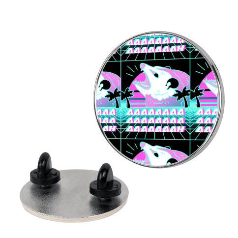 Screaming Retrowave Possum Pin