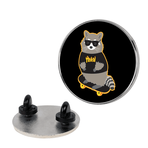 Skate Trash Raccoon Parody Lapel Pin